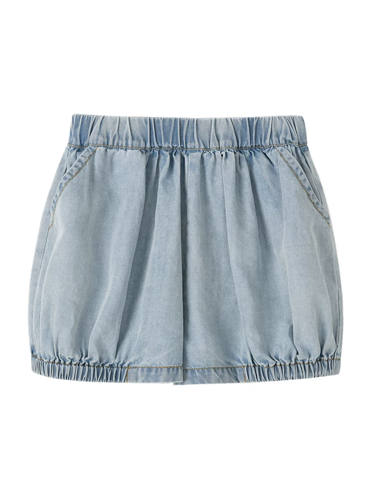Quần áo trẻ em quần short năm điểm mát mẻ và thoáng khí quần short denim lyocell quần short bé trai và bé gái kiểu dáng mỏng mùa hè