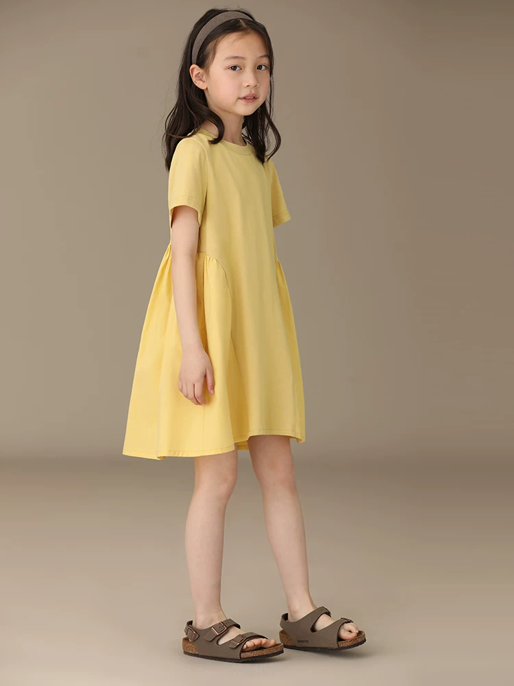 Hazi Quần Áo Trẻ Em Mùa Hè Hàng Mới Về Bé Gái Của Cha Mẹ-Con Phù Hợp Với Xếp Ly Cotton Chải Kỹ Tay Ngắn Đầm Công Chúa Cho Bé