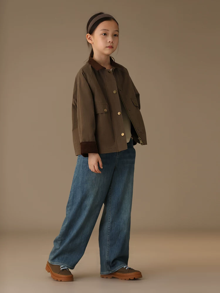 Quần áo trẻ em mùa xuân thu quần ống rộng cotton cổ điển kiểu dáng retro dài chấm đất quần jean thường ngày cho bé trai và bé gái