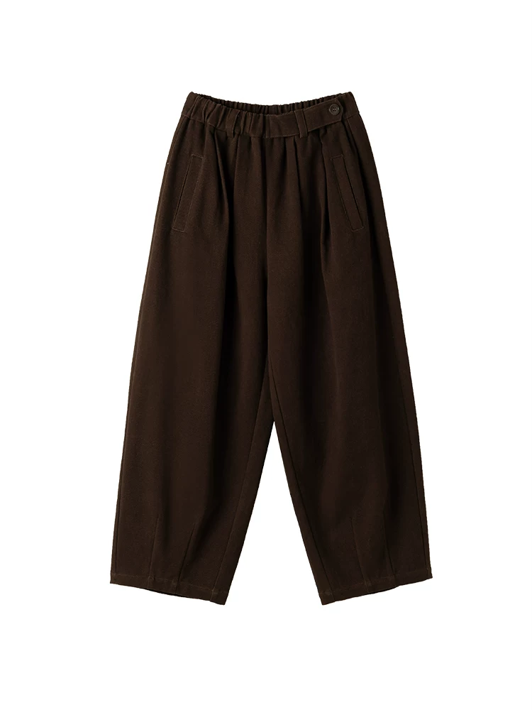 Quần áo trẻ em Hazi Quần kiểu xuân thu thường ngày cho trẻ em, Quần dài cotton thân thiện với da cho bé trai và bé gái, Quần ống rộng, màu cà phê.