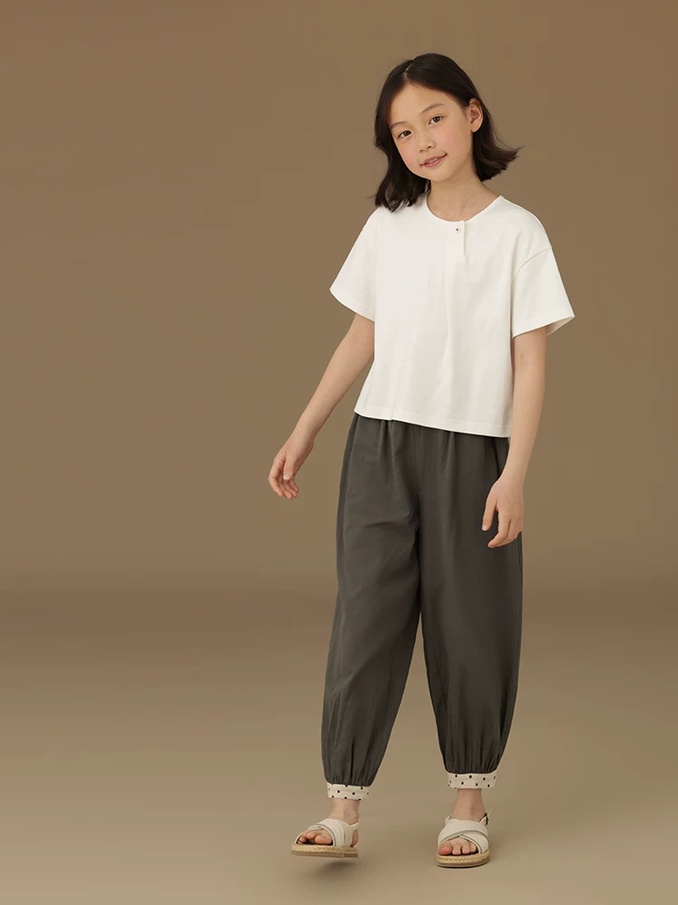 Quần cotton thường ngày cho bé gái, quần crop dáng rộng thoáng khí mùa hè, quần jogger kiểu dáng thời trang cho bé gái, kiểu dáng mỏng.