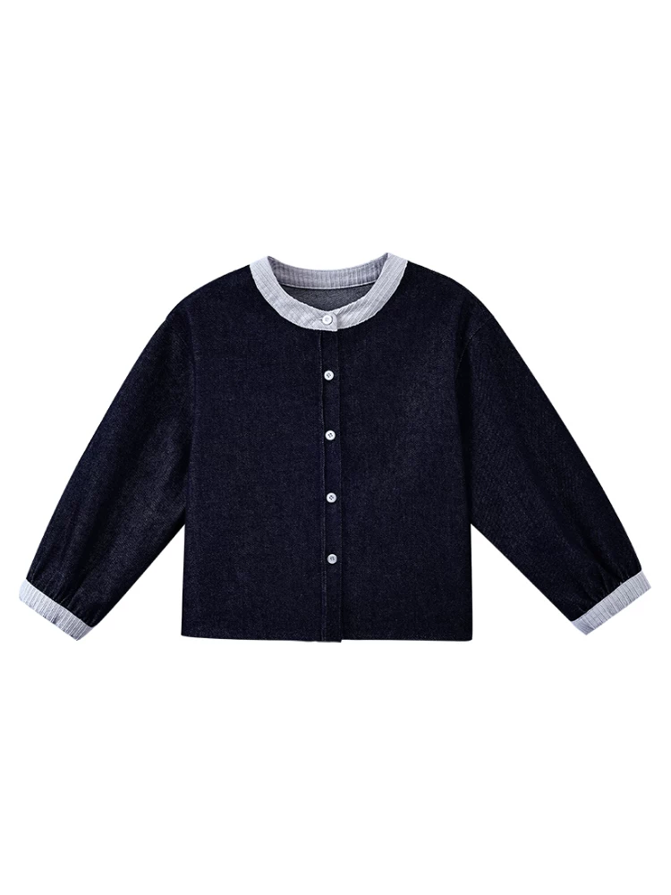 Quần áo trẻ em xuân thu áo bé trai bé gái kiểu Hàn Quốc áo sơ mi thường ngày áo denim trẻ lớn mặc mùa thu