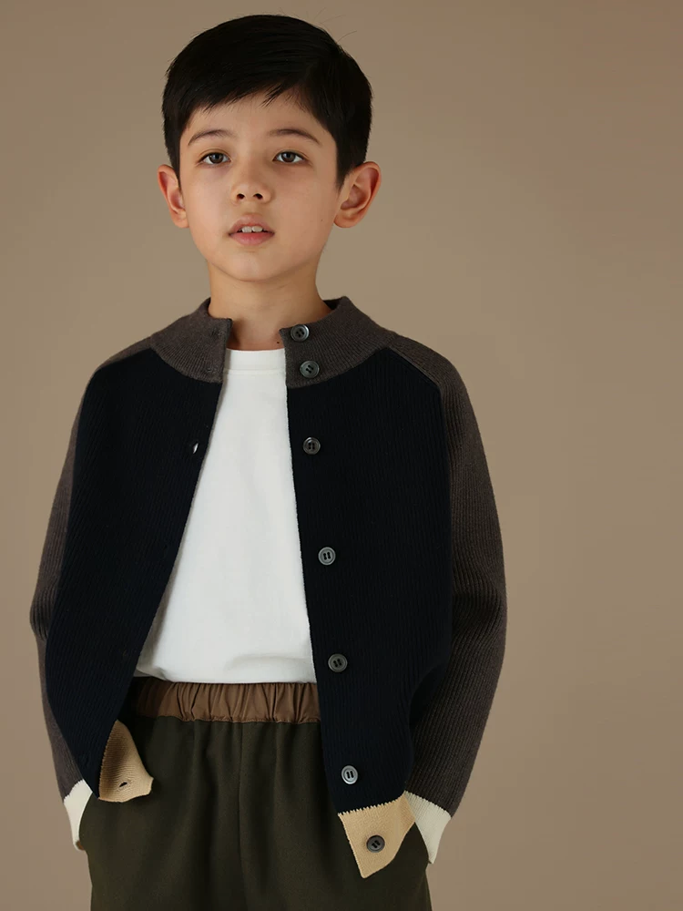 Quần áo trẻ em áo mùa xuân thu bé trai và bé gái phối màu đa năng áo khoác cardigan dệt kim thông thường áo khoác trẻ em dành cho trẻ lớn hơn