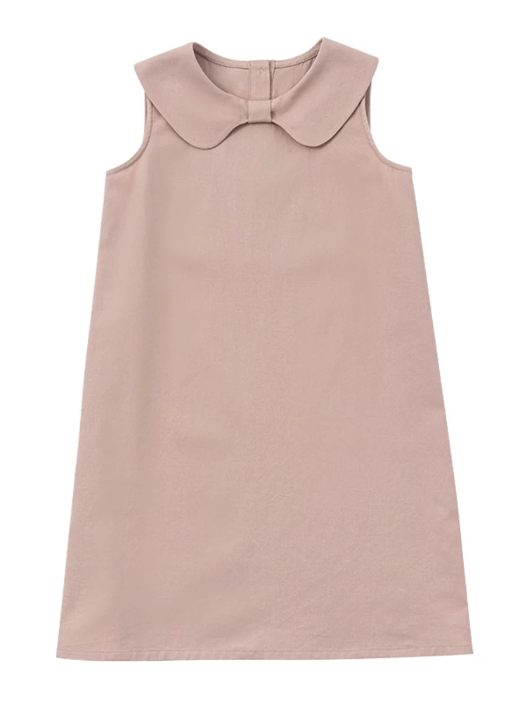 Quần áo trẻ em Hazi Mùa hè mới xuất hiện Cotton thân thiện với da Cổ áo nơ ngọt ngào Phong cách cha mẹ và con cái Váy vest không tay cho bé gái