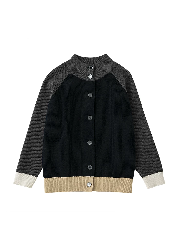 Quần áo trẻ em áo mùa xuân thu bé trai và bé gái phối màu đa năng áo khoác cardigan dệt kim thông thường áo khoác trẻ em dành cho trẻ lớn hơn