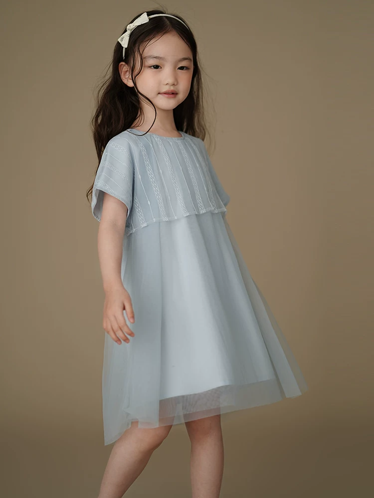Đầm ren dày tay ngắn mùa hè mới 2025 của Hazi Children's Clothing - Váy voan công chúa, đầm dạ hội xinh xắn