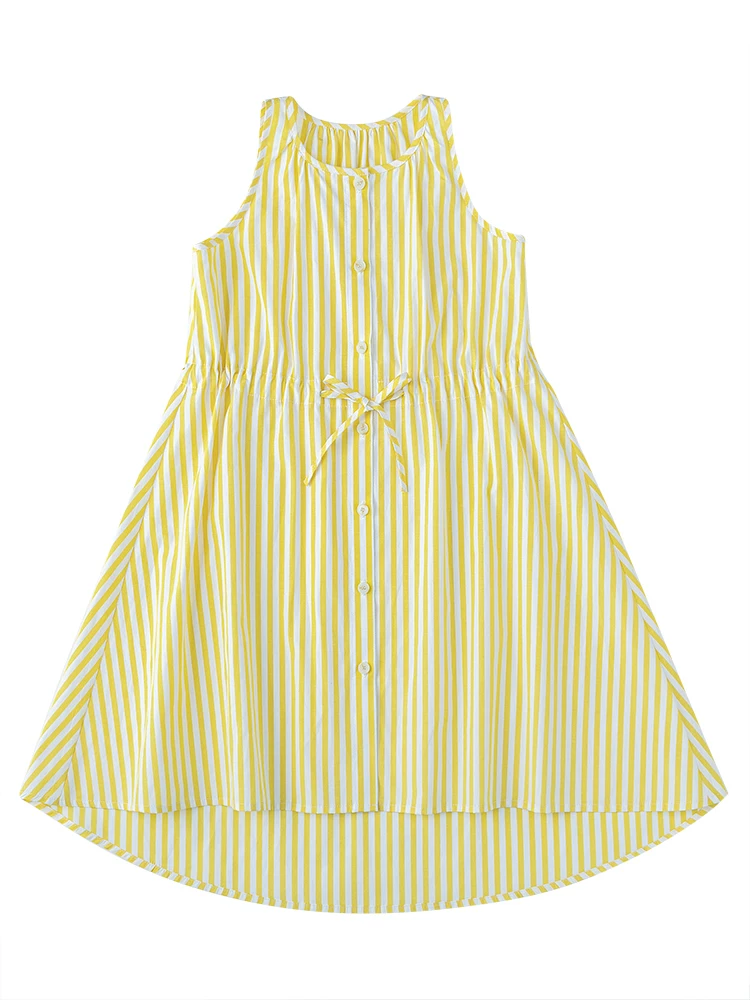 Váy vest trẻ em cho mùa hè, váy mỏng và mát, váy rộng rãi cho bé gái, váy sọc cho bé gái, kiểu dáng thời trang cho bé gái.
