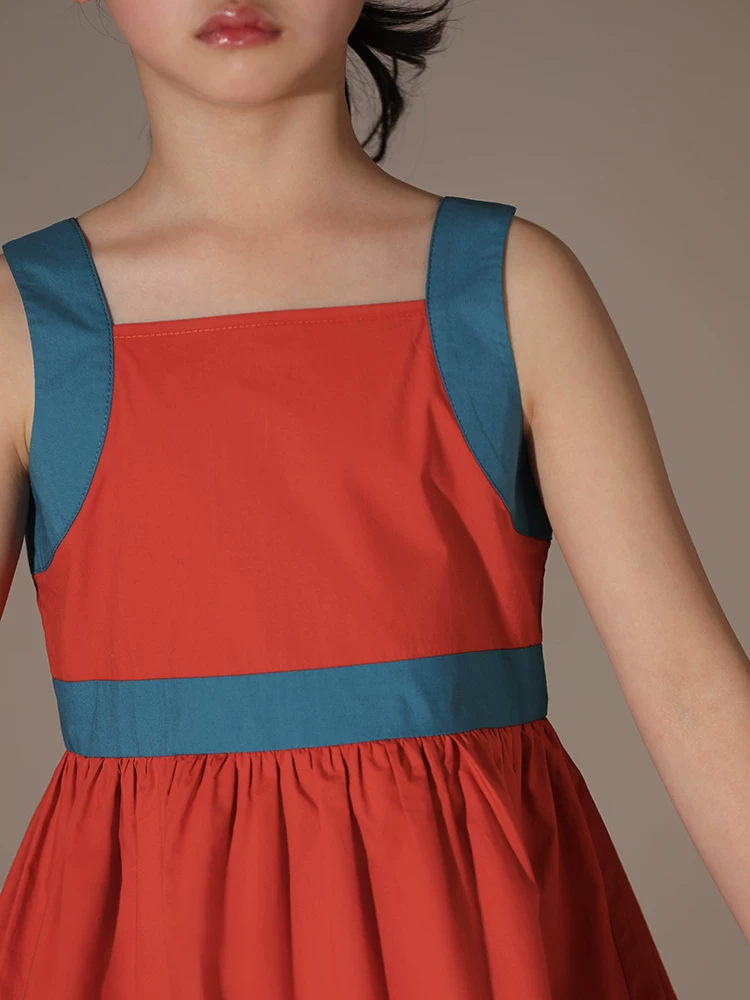 Áo ba lỗ cotton nguyên chất phong cách mẹ và bé phối màu mùa xuân hè, kiểu đầm công chúa cho bé gái