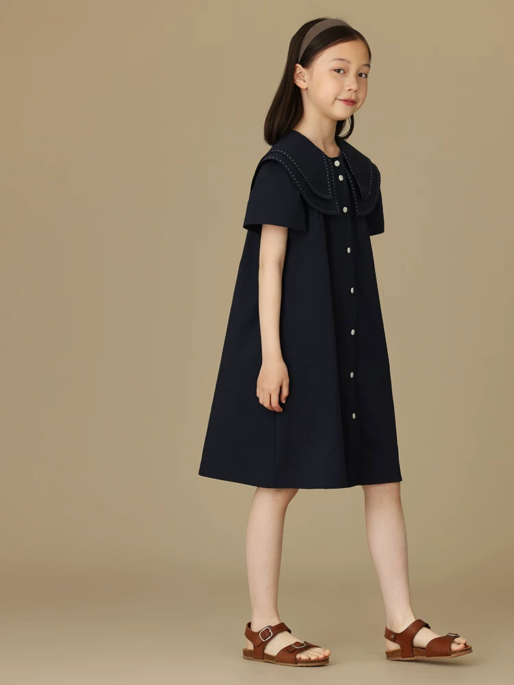 Váy mùa hè cho trẻ em, chất liệu cotton nguyên chất, phong cách học đường cổ điển, váy thường ngày cho bé gái, mỏng cho mùa hè.