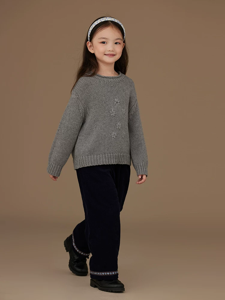 Quần thường ngày mùa đông cho trẻ em, quần ống thẳng bằng cotton thân thiện với làn da, quần dài lót lông cừu cho bé gái, quần áo mùa đông ấm áp cho bé gái.