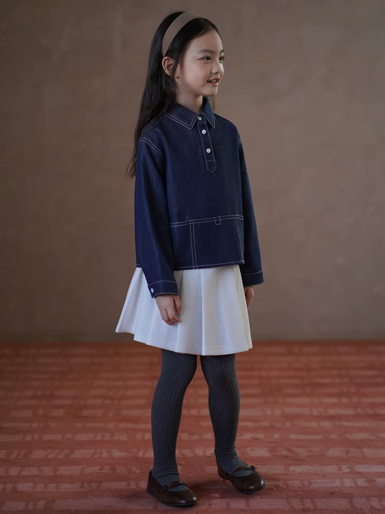 Áo khoác denim trẻ em Hazi mùa xuân thu, kiểu dáng đơn giản, rộng rãi, mỏng, dành cho bé trai và bé gái, thời trang thu đông 2025 kiểu mới