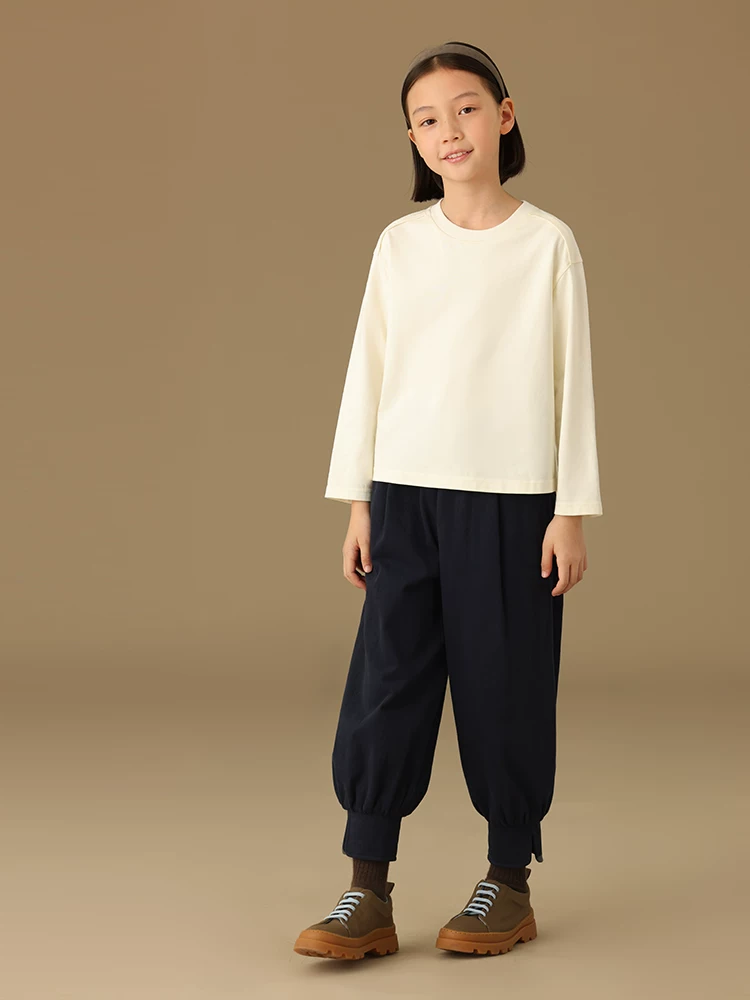 Quần dài trẻ em thu đông, chất liệu mềm mại, kiểu jogger, màu xanh navy, dành cho bé trai và bé gái