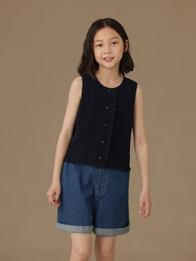 Quần short denim thông thường dành cho trẻ em Quần short dáng rộng đa năng dành cho bé gái dành cho trẻ lớn hơn mùa hè hợp thời trang sành điệu