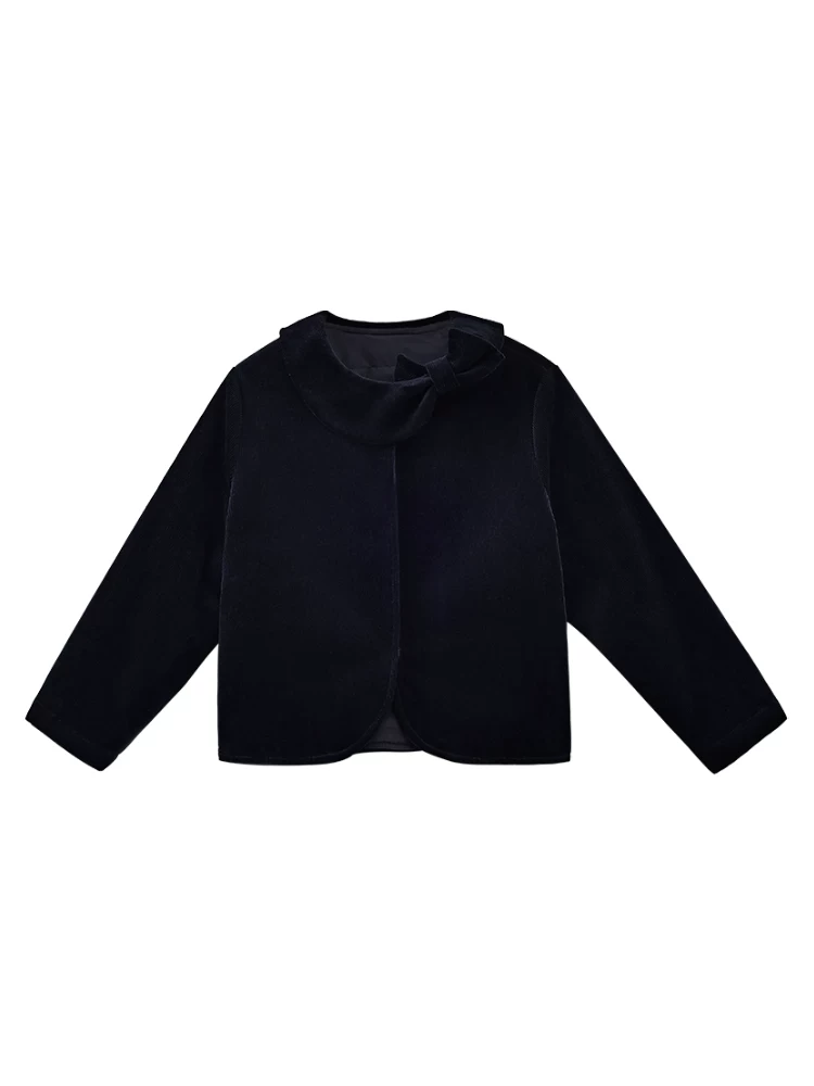 Quần áo trẻ em áo khoác ngắn mùa thu đông đơn giản và phong cách áo khoác nhung kẻ áo khoác cotton cho bé gái mặc mùa thu cho trẻ lớn hơn