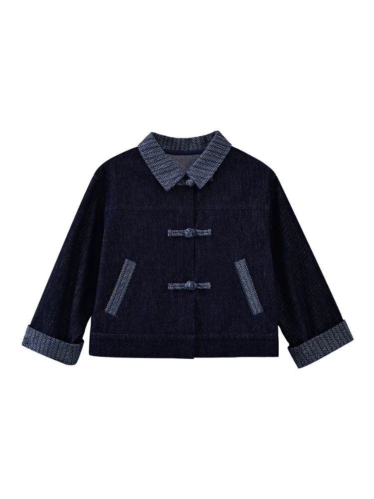 Áo khoác denim trẻ em cho mùa xuân và mùa thu, kiểu dáng rộng rãi giản dị cho cả bé trai và bé gái, áo kiểu Trung Quốc mới cho trẻ lớn, quần áo mùa thu.