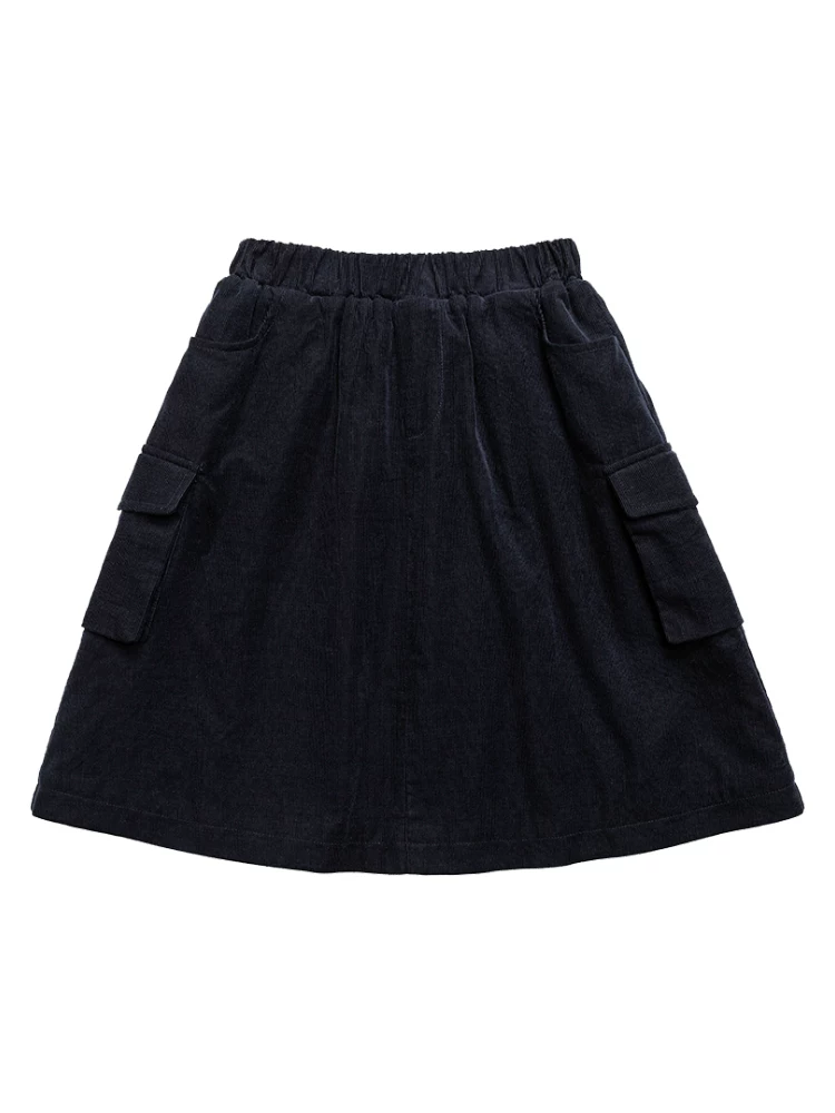 Quần áo trẻ em Váy nhung cotton cho bé gái, váy chữ A lót lông cừu, váy công sở dày dặn cho trẻ lớn