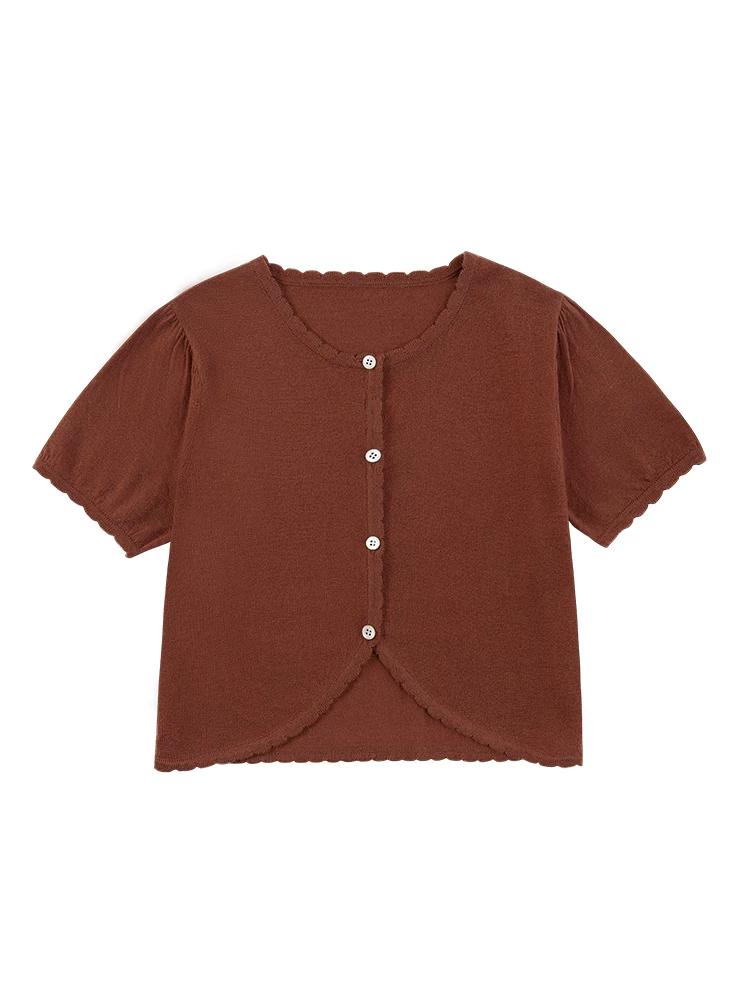 Áo cardigan dệt kim màu đỏ dành cho trẻ em, áo khoác ngoài mỏng mùa hè, áo ngắn tay dành cho bé gái, kiểu dáng thời trang và sành điệu