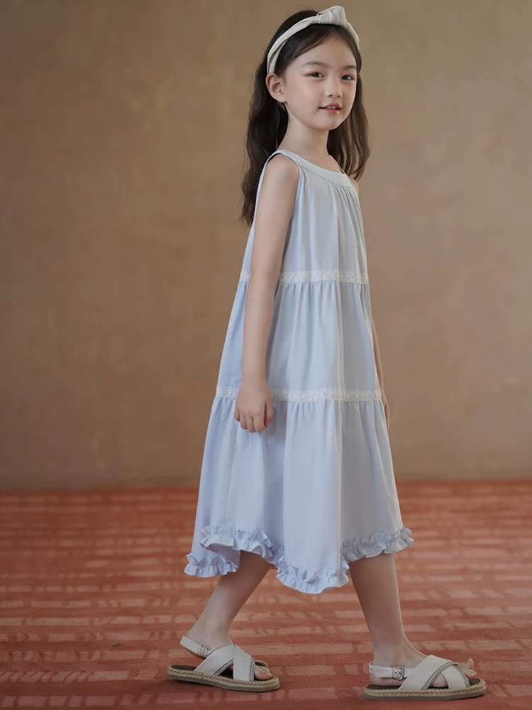 Quần áo trẻ em, váy trẻ em, váy hai dây thoáng mát, váy dài đi nghỉ mát cho bé gái, váy mùa hè cho trẻ lớn, 25 kiểu mới