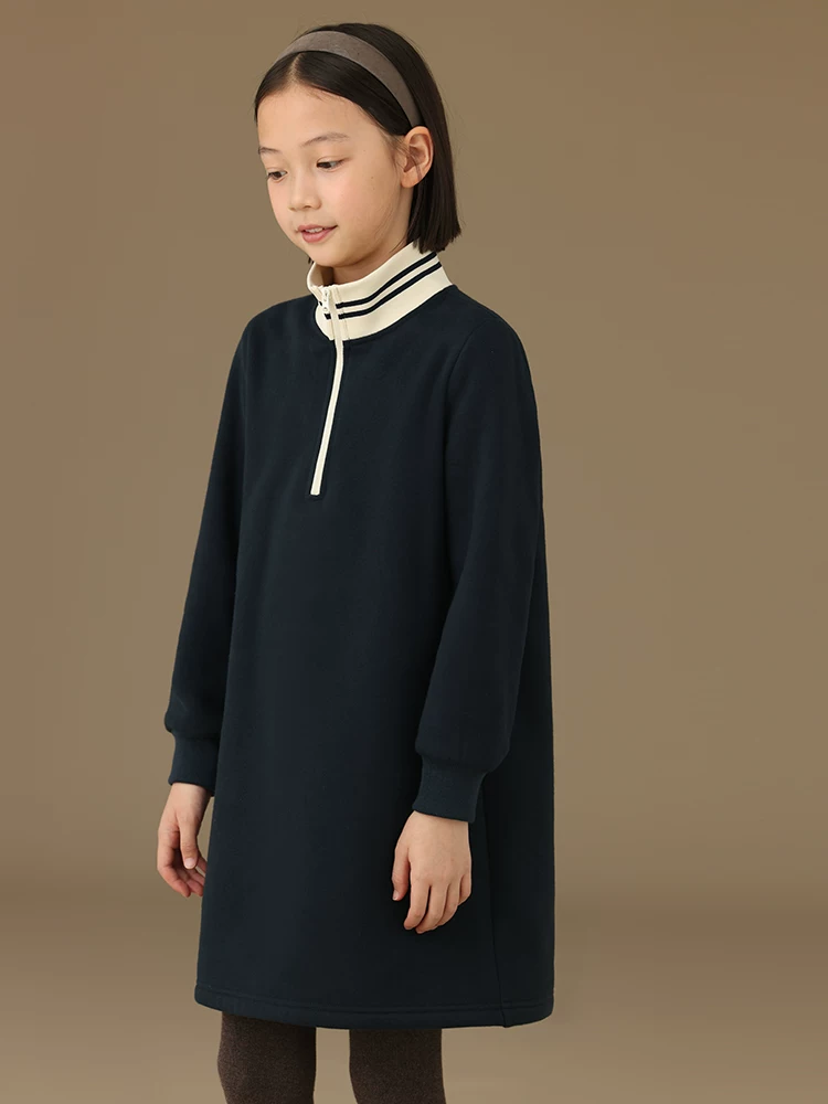 Quần áo trẻ em cho mùa thu đông: Váy áo sweatshirt thường ngày có lớp lót lông cừu giữ ấm, váy dài tay cho bé gái lớn hơn.