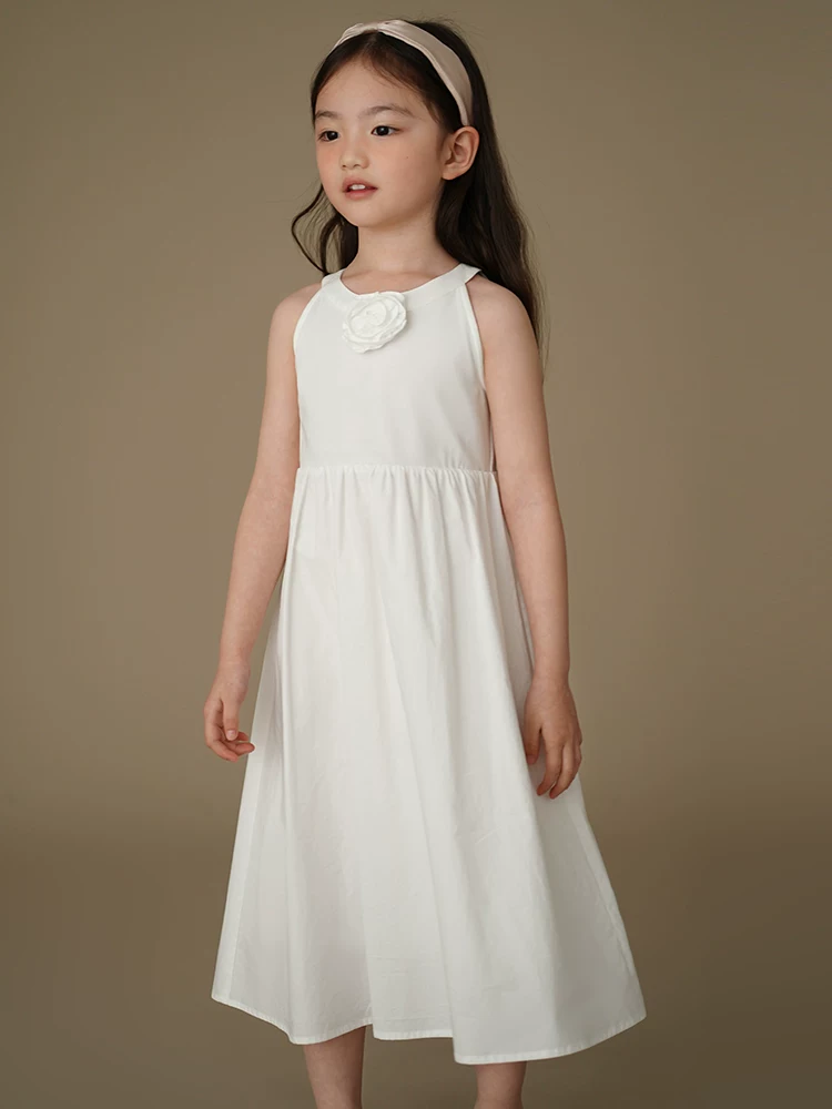 Váy vest trẻ em thiết kế thời trang, thân thiện với làn da, váy dệt kim hoàn toàn bằng cotton, váy không tay cho bé gái, phong cách mùa hè mới.