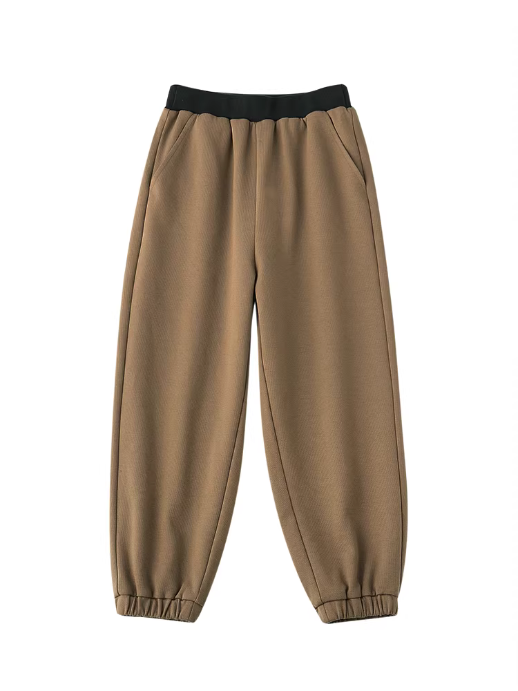 Quần áo trẻ em Hazi bộ sưu tập mùa đông mới dành cho bé trai và bé gái quần dài có dây thun co giãn dành cho cha mẹ và con cái bằng vải cotton thân thiện với da quần dài màu sắc tương phản