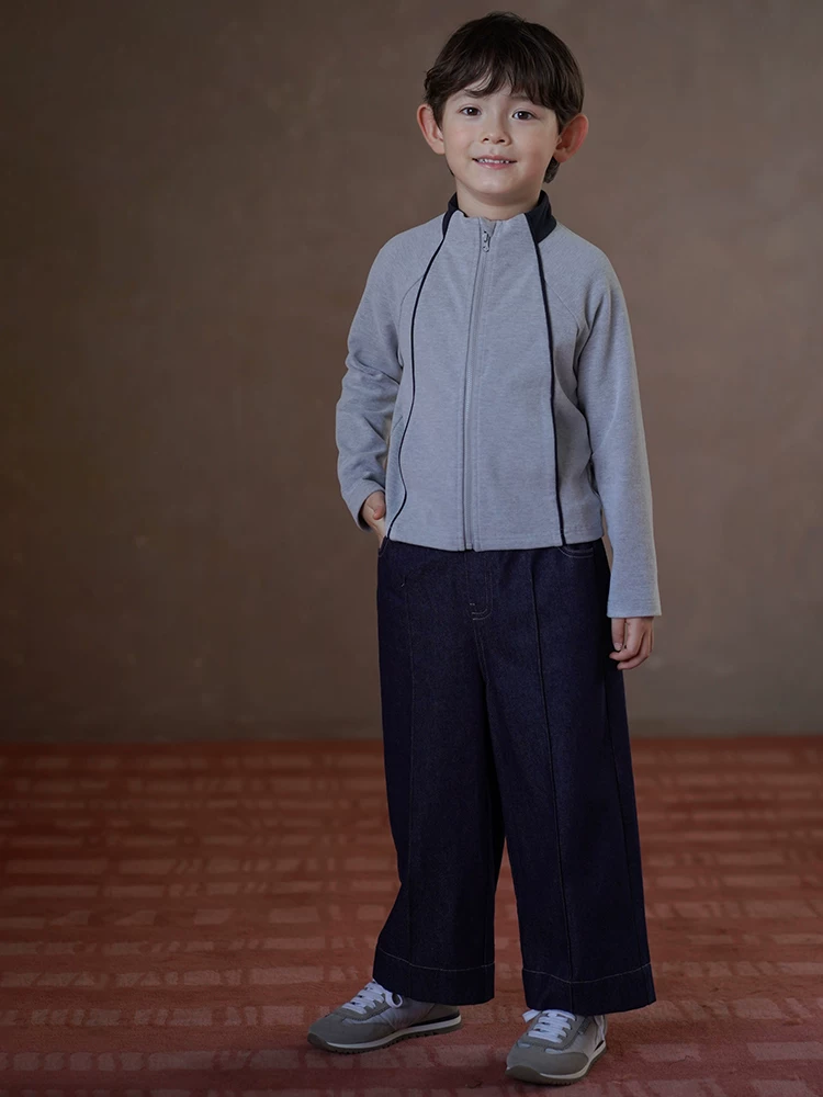 Quần áo trẻ em mùa xuân thu quần dài thường ngày dáng rộng đơn giản bé trai và bé gái quần jean thẳng dành cho trẻ lớn hơn