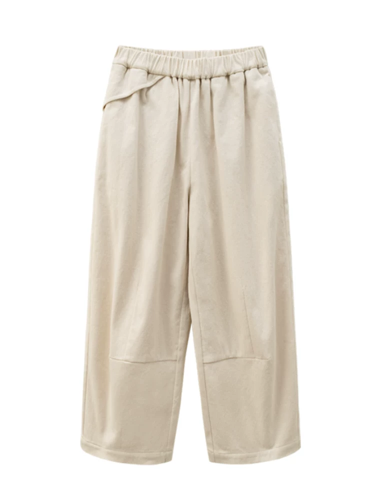 Quần áo trẻ em Hazi Quần dài mùa thu đông màu be Quần dài trẻ em đơn giản đa năng Quần cotton thẳng thân thiện với da cho bé trai và bé gái