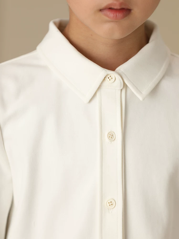 Quần áo trẻ em áo mùa xuân thu bé trai và bé gái áo sơ mi trắng toàn cotton trẻ em áo sơ mi dài tay đồng phục học sinh áo sơ mi cơ bản