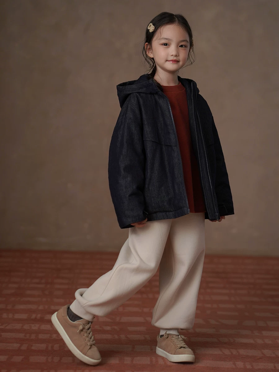 Hartzhi Quần Áo Trẻ Em Mùa Đông Áo khoác denim trẻ em dày dặn và ấm áp Áo khoác cotton 3M Thinsulate Áo khoác có mũ trùm đầu cho bé trai và bé gái
