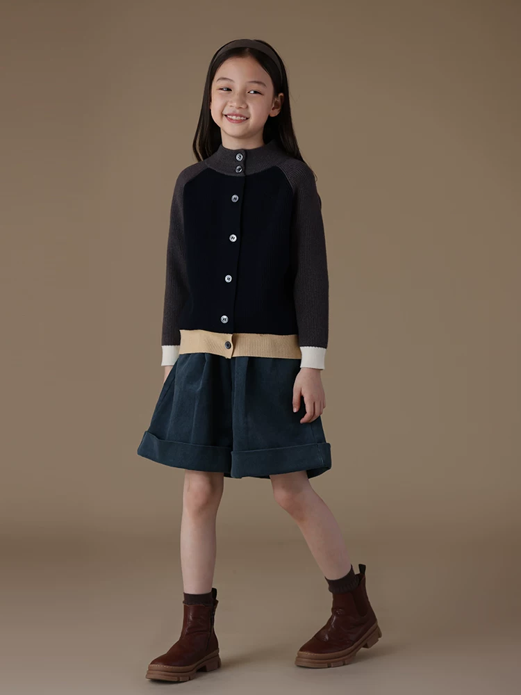 Quần áo trẻ em áo mùa xuân thu bé trai và bé gái phối màu đa năng áo khoác cardigan dệt kim thông thường áo khoác trẻ em dành cho trẻ lớn hơn