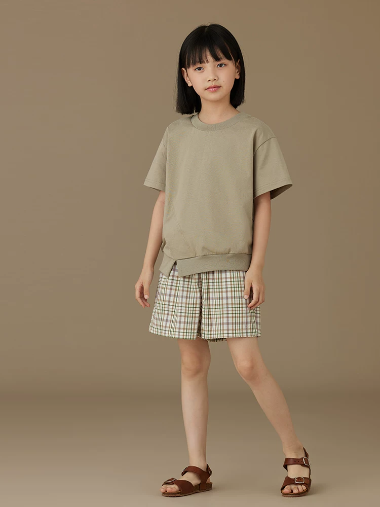 Quần áo trẻ em mùa hè thiết kế mỏng áo thun cổ tròn thông thường cho bé trai và bé gái áo ngắn tay sành điệu