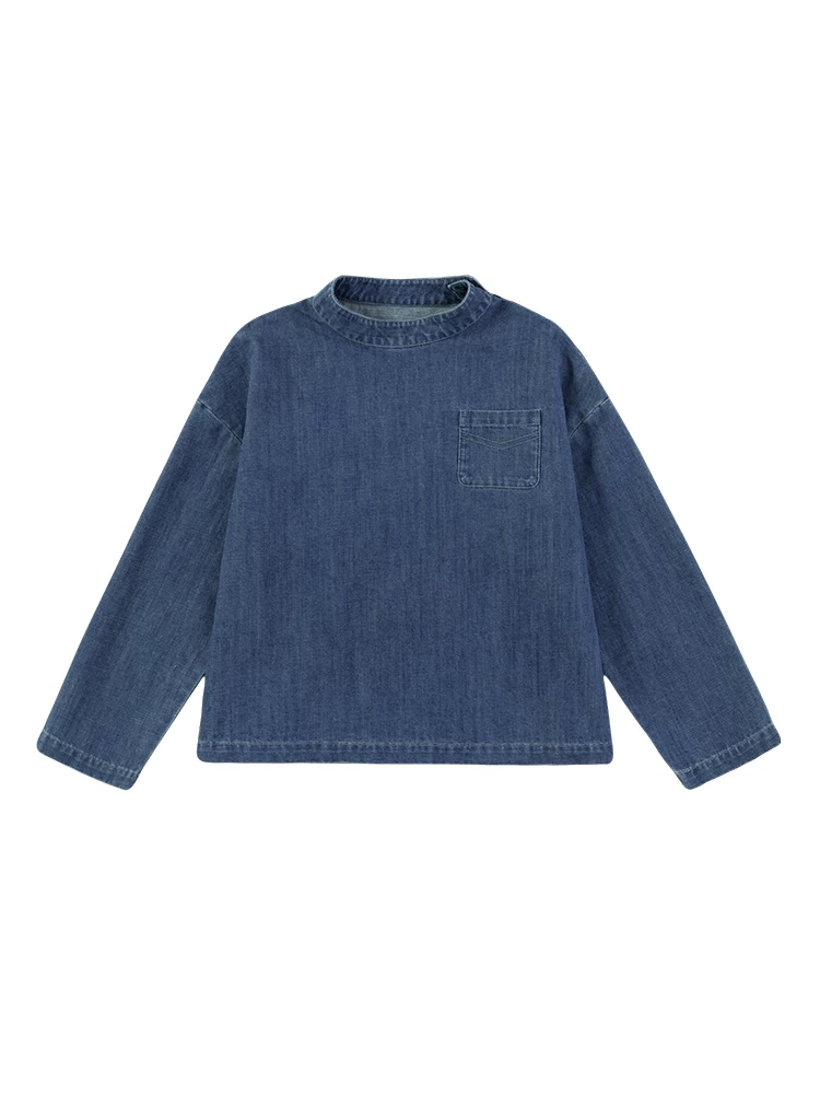 Quần áo trẻ em mùa xuân hè áo sơ mi dài tay mỏng cho bé trai và bé gái áo denim áo khoác cổ đứng cho trẻ lớn hơn