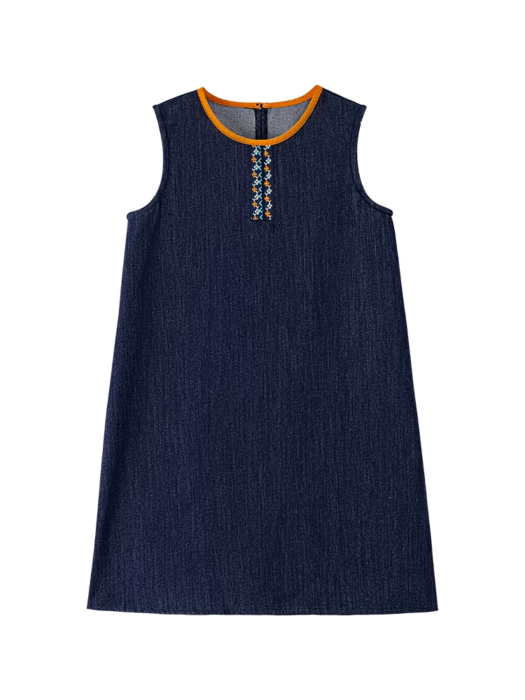 Quần áo trẻ em mùa hè: Váy denim đơn giản, thân thiện với làn da cho bé gái, váy hai dây kiểu vintage giản dị cho trẻ lớn hơn.