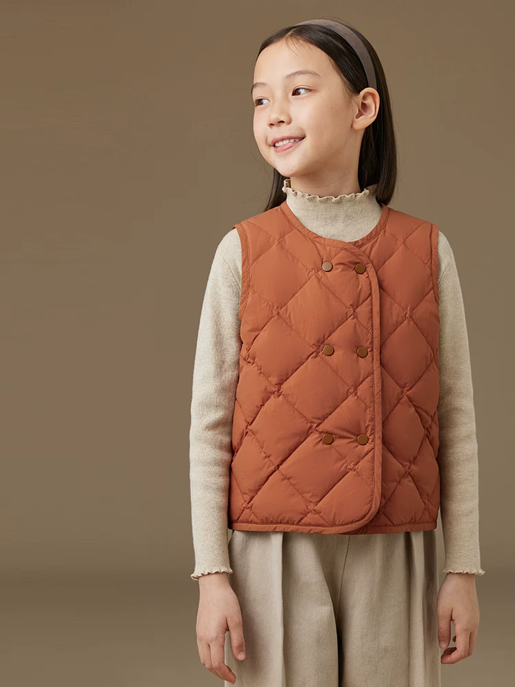 Quần áo trẻ em Hazi Phong cách thu đông Áo vest trẻ em có lót lông vịt màu trắng ấm áp chống lạnh Áo vest có lót lông vịt dành cho bé trai và bé gái.