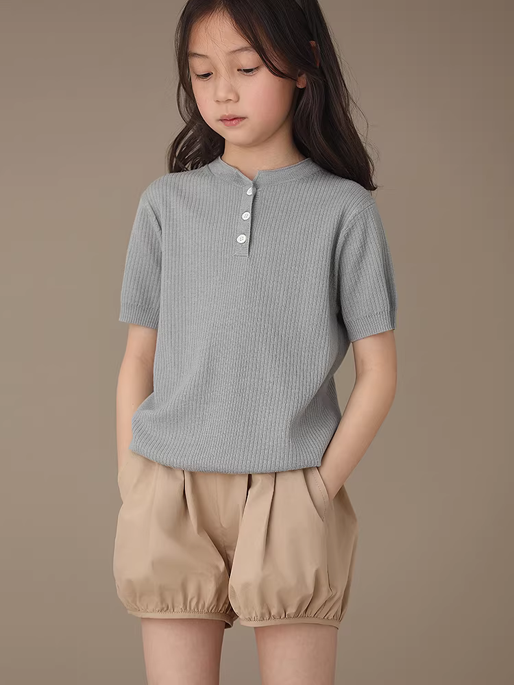 Quần áo trẻ em Hazi Sản phẩm mới Phù hợp giữa cha mẹ và con cái Thân thiện với làn da Tất cả bằng vải cotton có bo gấu Quần short xếp ly đơn giản Quần đèn lồng cho bé gái Mùa hè