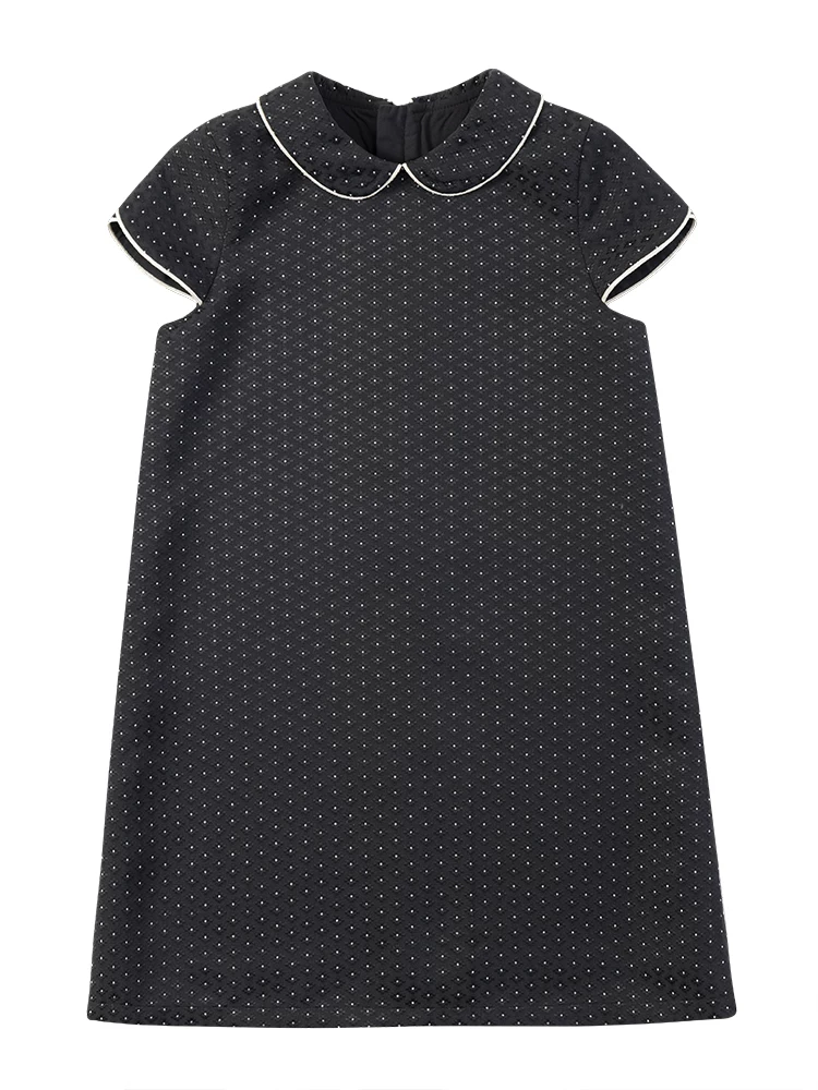 Quần áo trẻ em Hazi 25 Váy mùa hè dành cho trẻ em Váy mùa hè tương phản màu đen trắng Jacquard Tay áo hình cánh hoa ngọt ngào Váy cổ búp bê dành cho cha mẹ và con gái dành cho bé gái