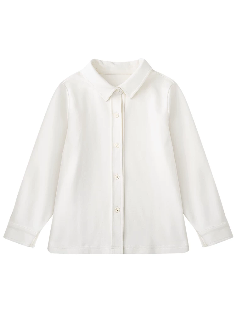 Quần áo trẻ em áo mùa xuân thu bé trai và bé gái áo sơ mi trắng toàn cotton trẻ em áo sơ mi dài tay đồng phục học sinh áo sơ mi cơ bản