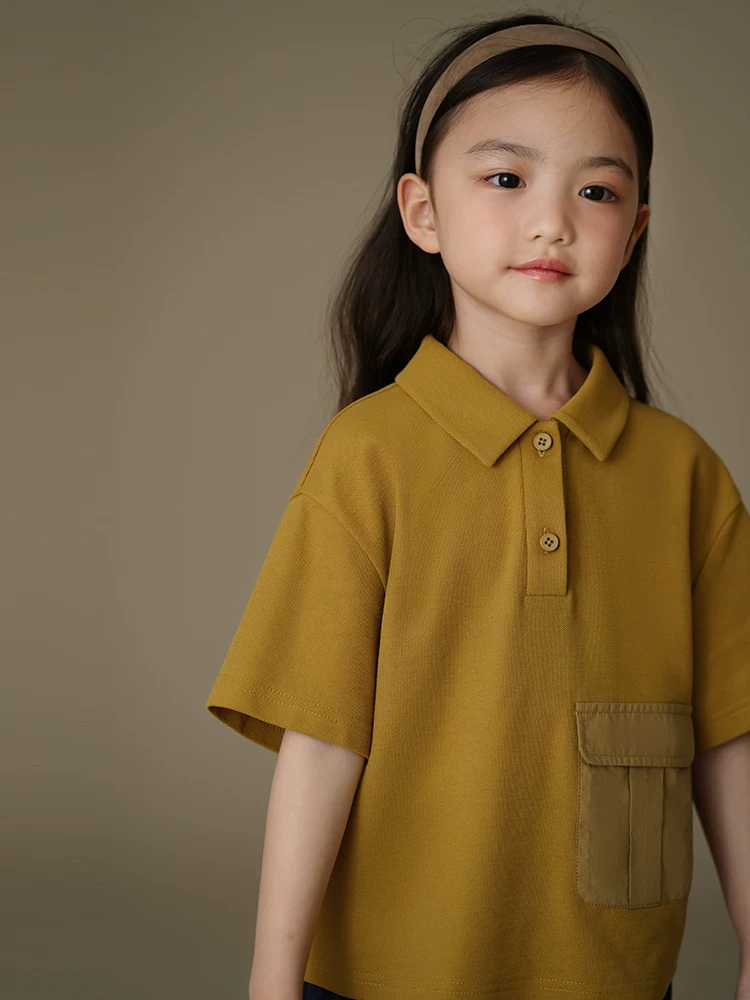 Áo polo mỏng mùa hè cho bé trai và bé gái, áo thun ngắn tay, kiểu dáng công sở, áo đính cườm cho trẻ lớn.
