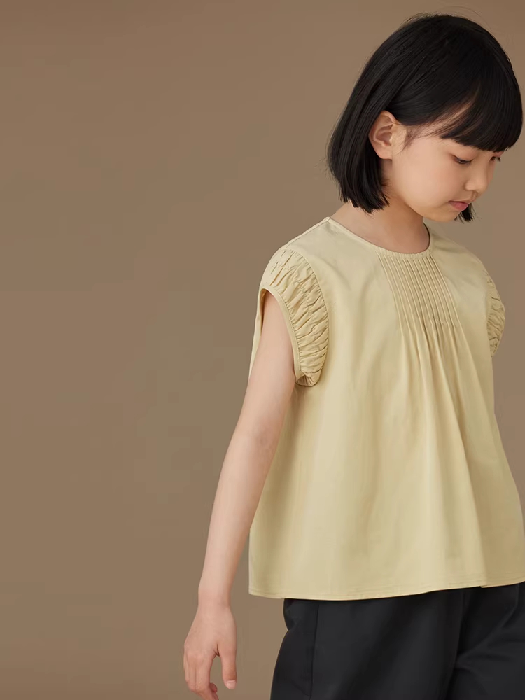 Áo kiểu nữ bé gái Hazi 2025 chất liệu Lyocell mềm mại, thoáng khí, thiết kế bèo nhún tay bèo, phong cách nghệ thuật, mùa hè