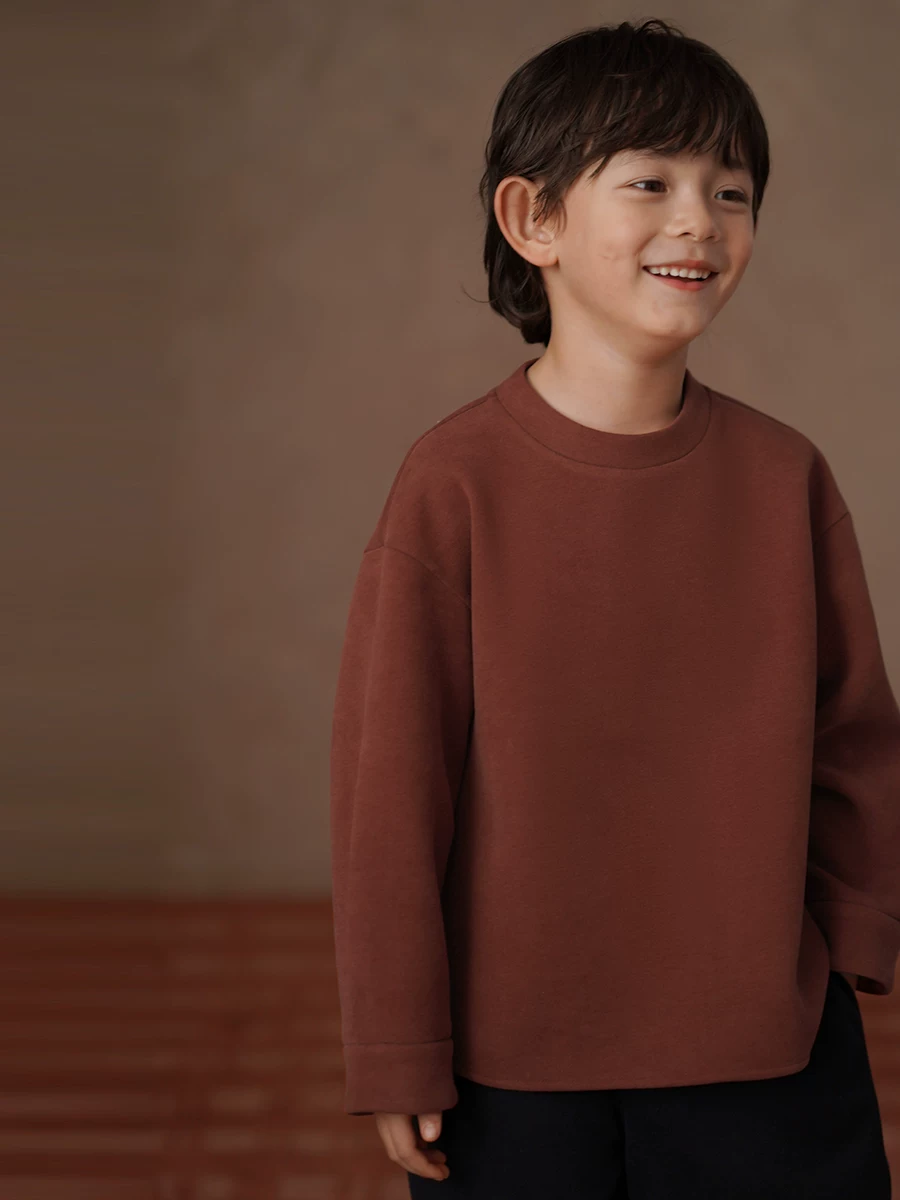 Quần áo mùa đông trẻ em áo len đỏ phong cách Hàn Quốc áo hoodie lông cừu dáng rộng bé trai bé gái áo len dày ấm áp