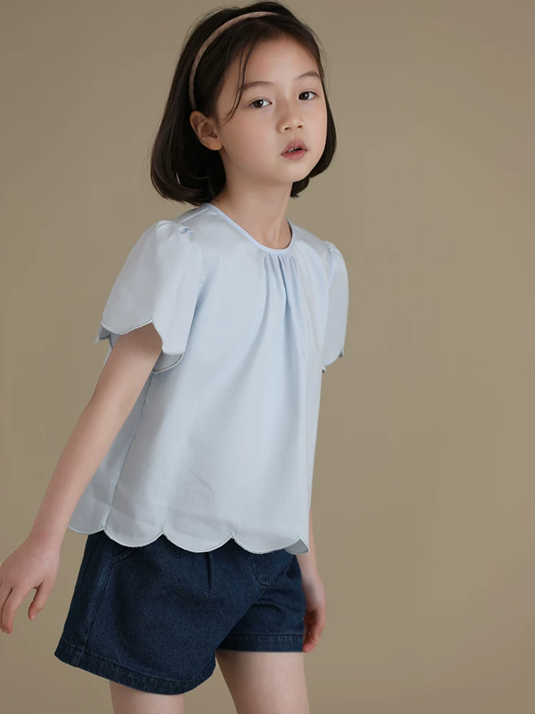 Quần áo trẻ em Hazi Sản phẩm mới Cotton chải kỹ Thân thiện với làn da Sweet Cloud Áo cổ tròn tay ngắn dành cho cha mẹ và con cái Áo sơ mi nhỏ cho bé gái mùa hè