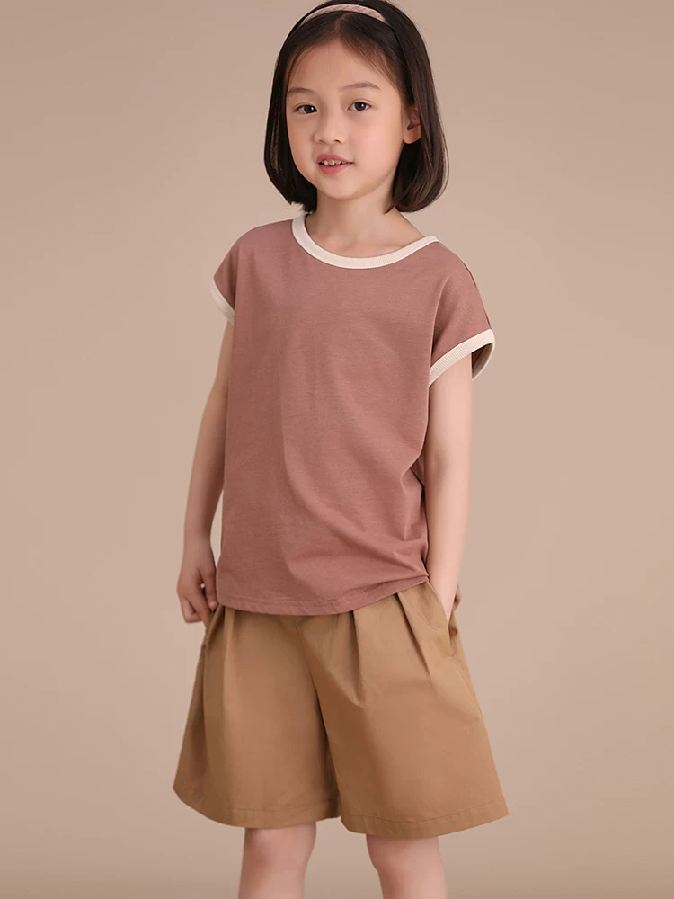 Quần áo trẻ em Hazi Mùa hè Mới về Phong cách cha mẹ và con cái Kiểu dáng rộng rãi Chất liệu cotton nguyên chất Đa năng Phong cách Nhật Bản Eo co giãn Quần short ống rộng năm điểm