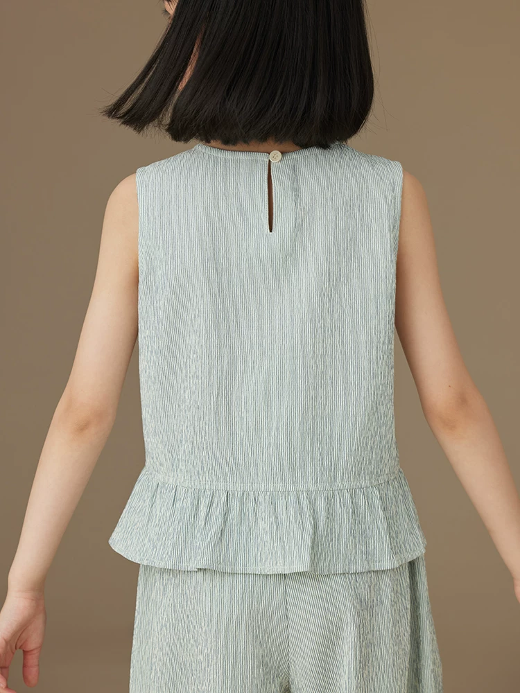 Bộ quần áo trẻ em thời trang, áo gile mỏng rộng rãi không tay, quần jogger, bộ đồ thường ngày cho bé gái mùa hè
