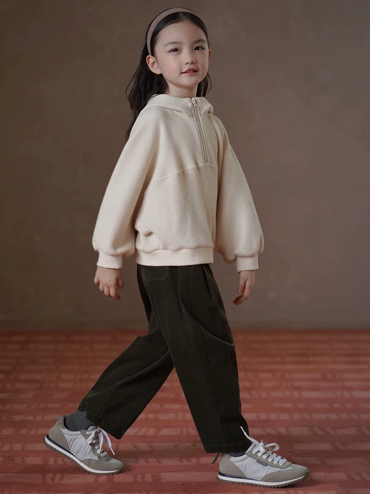 Quần áo trẻ em mùa xuân thu quần rộng rãi thường ngày cho bé trai và bé gái quần dài nhung kẻ cho trẻ lớn quần cà rốt toàn cotton
