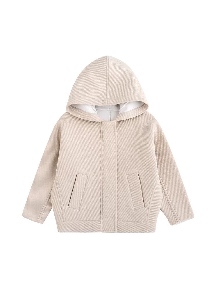 Quần áo trẻ em áo khoác mùa xuân thu áo hoodie dáng rộng màu trắng nhạt dành cho bé trai và bé gái, thích hợp cho trẻ lớn hơn