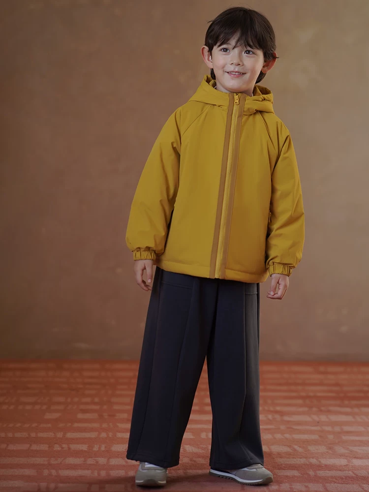 Quần áo cotton trẻ em dày dặn ấm áp áo khoác bé trai và bé gái có mũ trùm đầu áo khoác ngoài trời ba lớp chống gió mùa đông