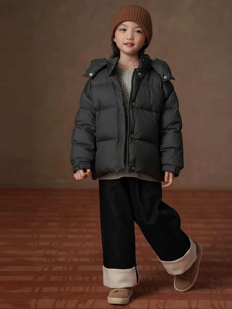 Quần thường ngày mùa đông cho trẻ em, quần denim lót lông cừu ấm áp, quần ống thẳng cho bé trai và bé gái, đa năng và rộng rãi.