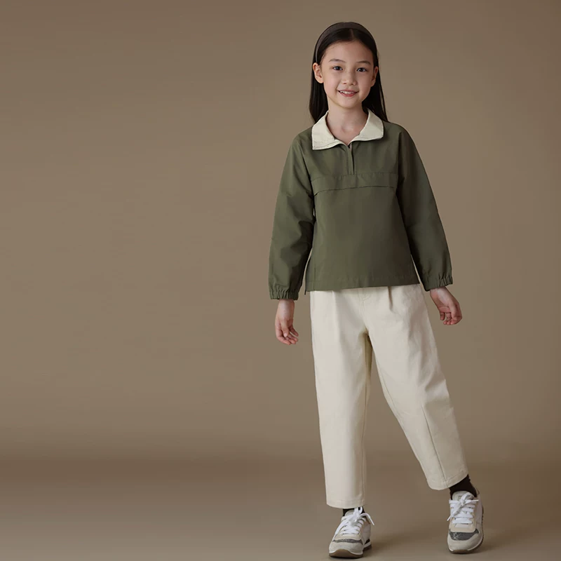 Áo nỉ thường ngày có cổ cho trẻ em, phong cách trang phục công sở, áo khoác mùa thu cho bé trai và bé gái, áo cho trẻ lớn
