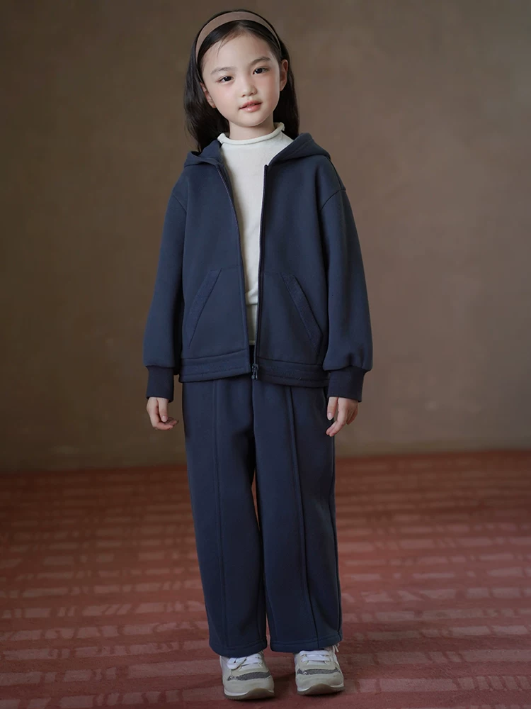 Quần áo trẻ em áo hoodie áo khoác quần thường ngày bộ đồ thể thao bé trai và bé gái mùa thu đông lót lông giữ ấm
