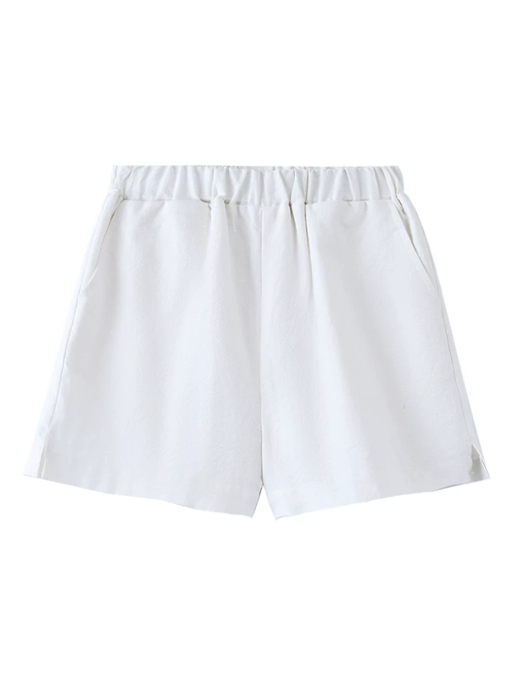 Quần short trắng mùa hè cho bé trai và bé gái, quần năm điểm, quần thường ngày thoáng mát và thoáng khí cho trẻ lớn hơn.